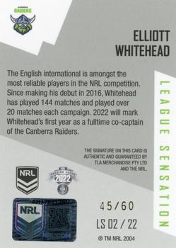 2022 NRL Elite - League Sensations Signatures White #LS02 Elliot Whitehead Back